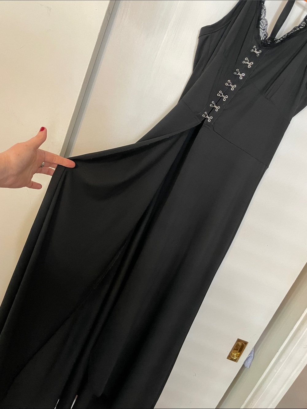 Goth corset style top with long open front skirt - Picture 2 of 4